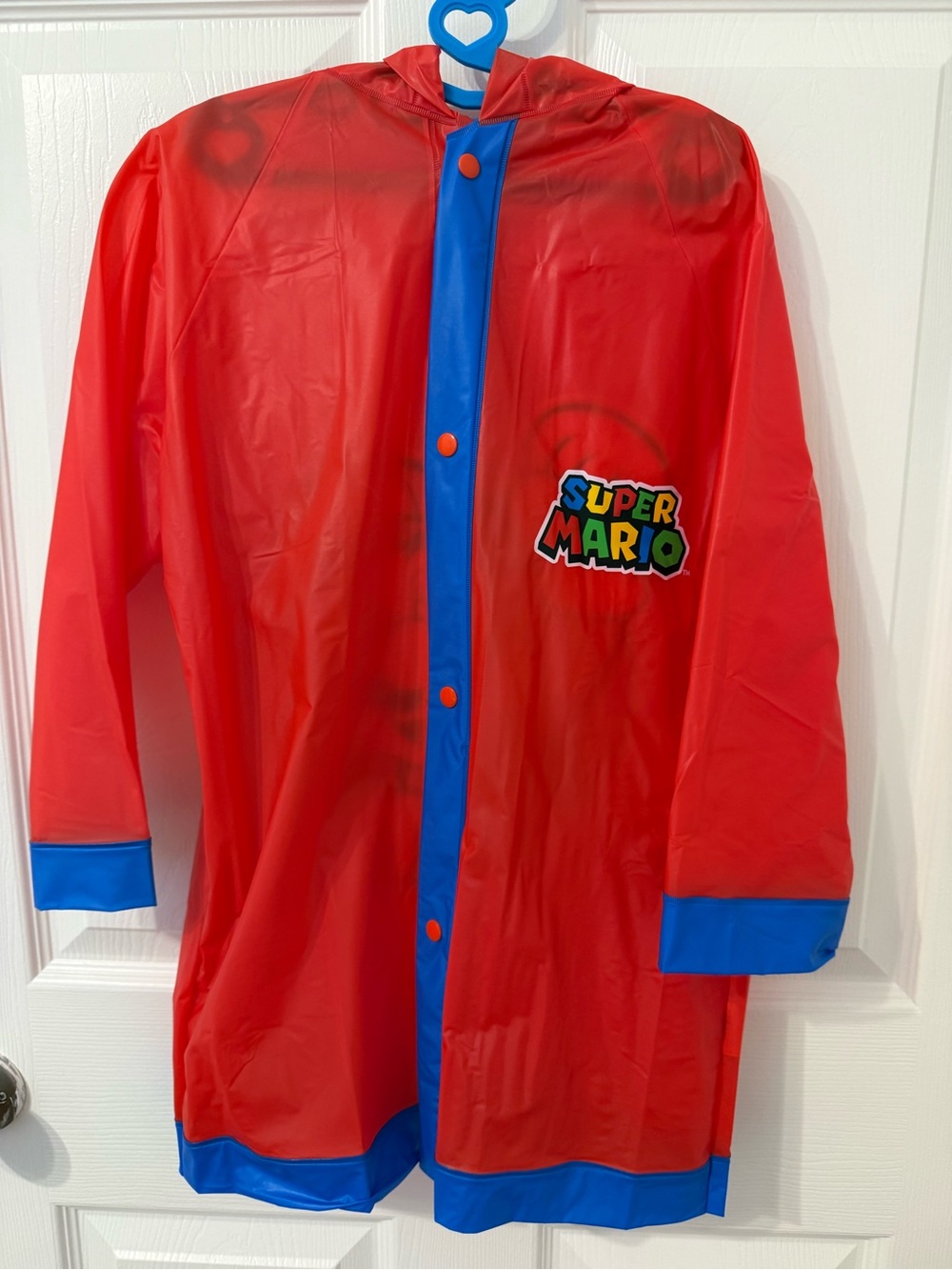 Nintendo Super Mario Kids Red Raincoat with Blue Trim